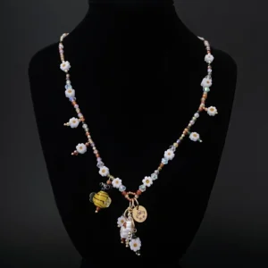 Collar y Pulsera Artesanal Entre Margaritas